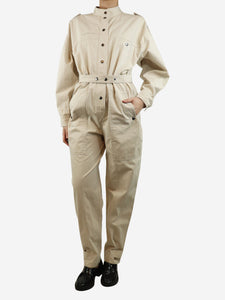 Isabel Marant Etoile Ivory Ruthel belted cotton jumpsuit - size UK 10