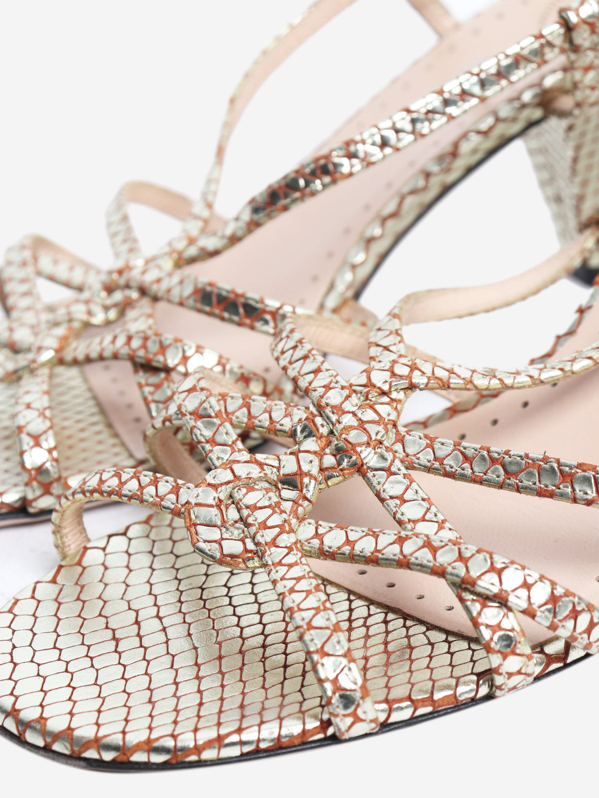 Gold snake printed heels - size EU 37.5 (UK 4.5)