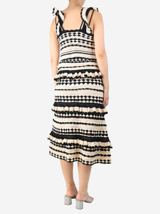 Zimmermann Neutral and black striped crochet top and midi skirt set - size UK 8