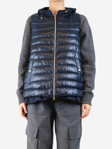 Herno Navy ultralight nylon hooded vest - size UK 14