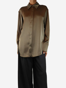 Camilla and Marc Khaki satin shirt - size UK 6