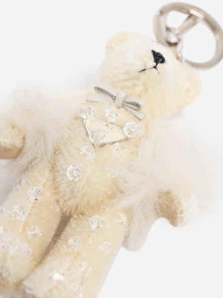Cream crystal bear bag charm alternate image