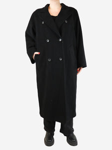 Max Mara Black double-breasted wool coat - size UK 14