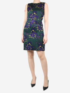 Marni Green sleeveless floral-printed wool-blend dress - size UK 6