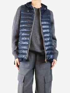 Herno Navy ultralight nylon hooded vest - size UK 14