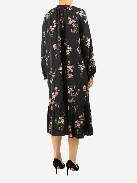 Black silk floral dress - size UK 8 alternate image