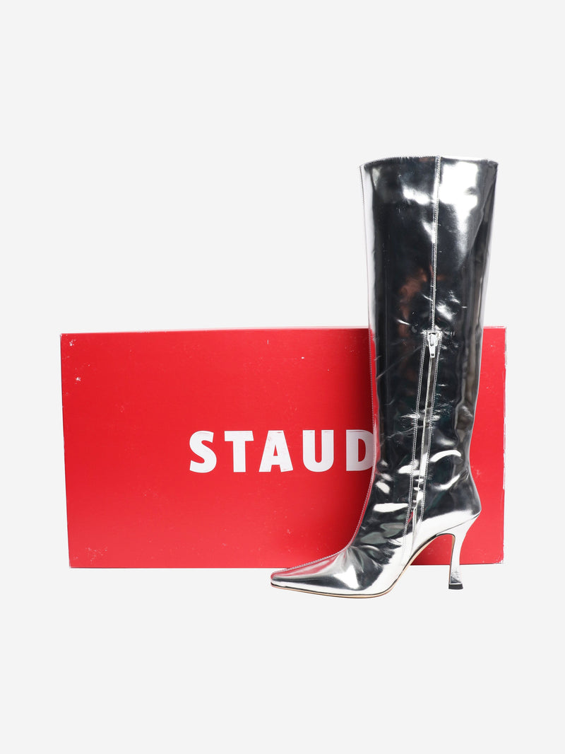 Chrome Cami leather knee-high boots - size EU 39 Boots Staud 