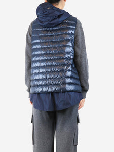 Herno Navy ultralight nylon hooded vest - size UK 14
