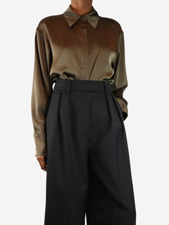Khaki satin shirt - size UK 6 Tops Camilla and Marc 