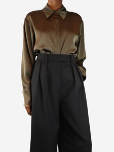 Camilla and Marc Khaki satin shirt - size UK 6