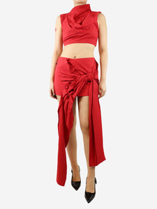 Acne Studios Red crop top and mini skirt set - size UK 8