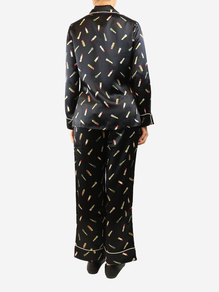 Black lipstick printed silk pajames - size S alternate image