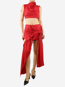 Acne Studios Red crop top and mini skirt set - size UK 8