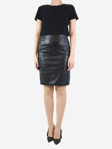 Lanvin Black studded leather skirt - size UK 8