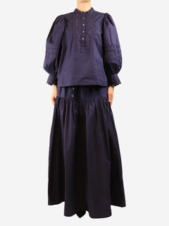 Dark purple blouse and skirt two piece set - size L Sets Antik Batik 