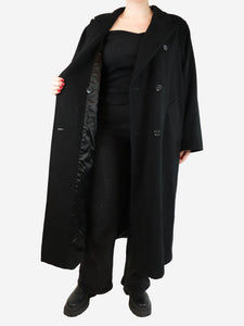 Max Mara Black double-breasted wool coat - size UK 14