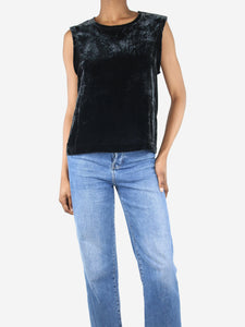 Rabens Saloner Black sleeveless velvet top - size XS