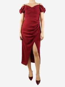 Self Portrait Red ruched dress - size UK 12