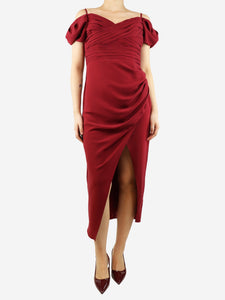 Self Portrait Red ruched dress - size UK 12