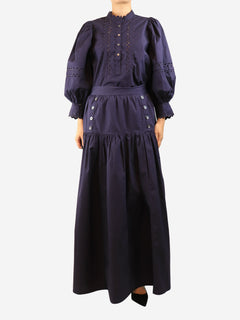Dark purple blouse and skirt two piece set - size L Sets Antik Batik 