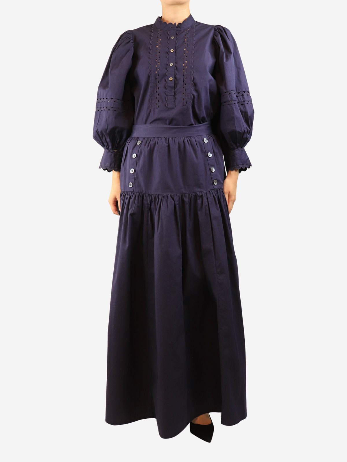 Dark purple blouse and skirt two piece set - size L Sets Antik Batik 
