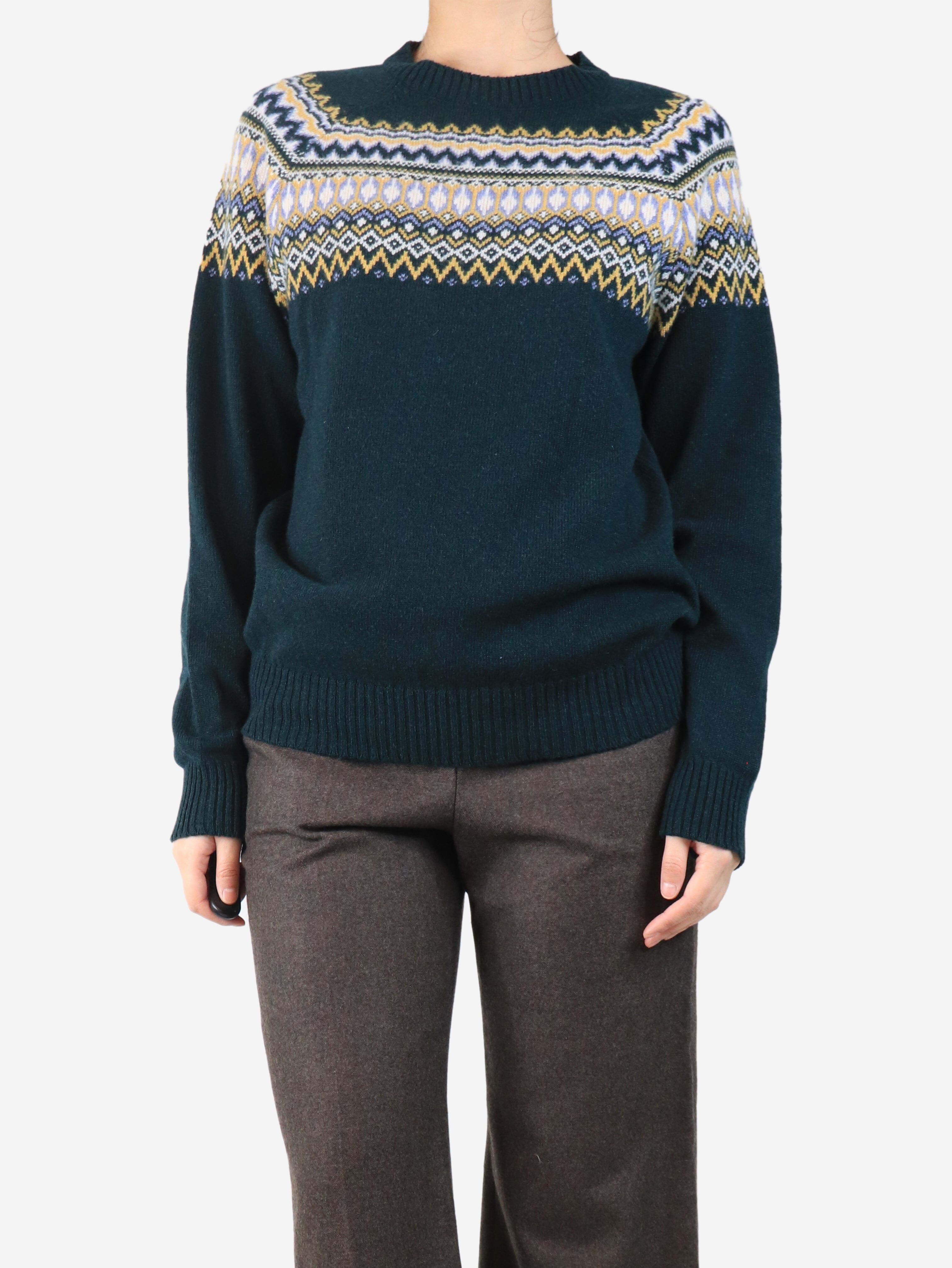 Emerald fair isle sweater - size UK 12 Knitwear Brora 