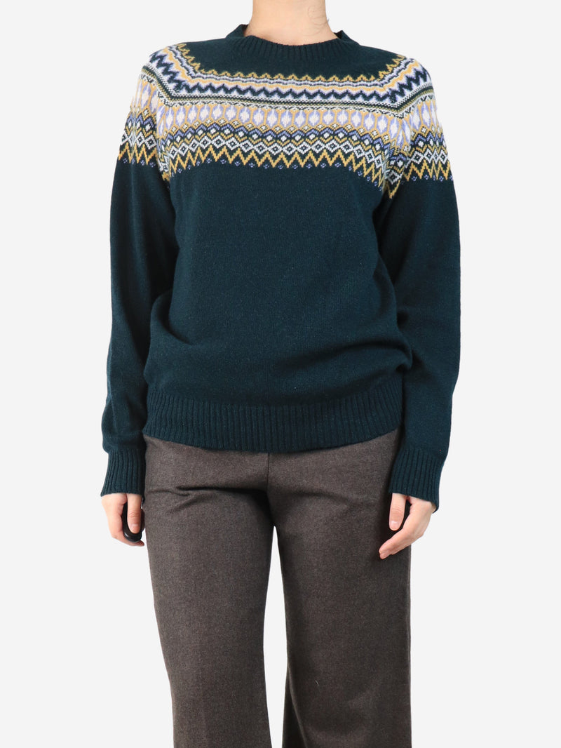 Emerald fair isle sweater - size UK 12 Knitwear Brora 