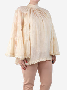 Zimmermann Cream crinkled blouse - size UK 12