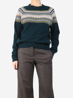 Emerald fair isle sweater - size UK 12 Knitwear Brora 