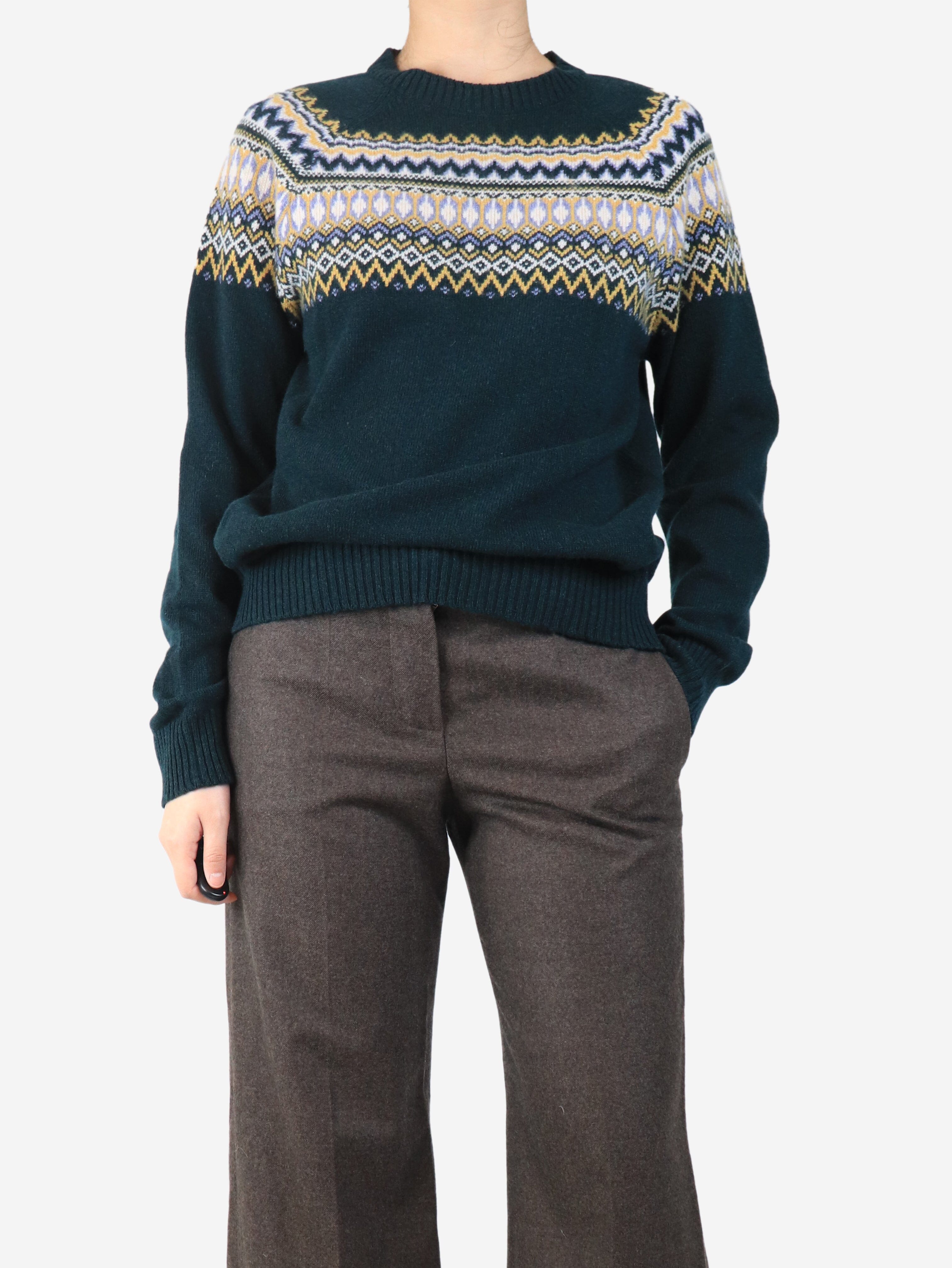 Emerald fair isle sweater - size UK 12 Knitwear Brora 