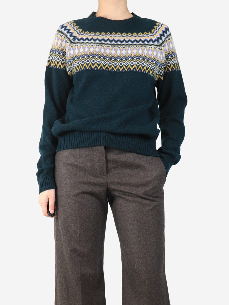 Emerald fair isle sweater - size UK 12 Knitwear Brora 