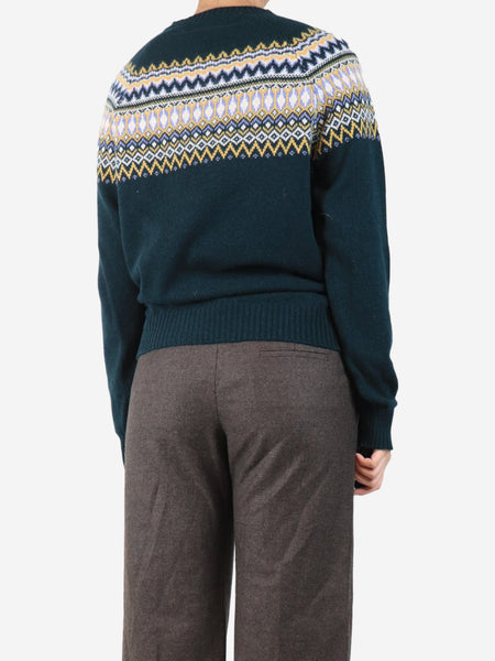 Emerald fair isle sweater - size UK 12 alternate image