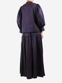 Dark purple blouse and skirt two piece set - size L Sets Antik Batik 