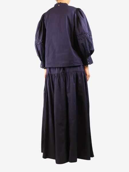 Dark purple blouse and skirt two piece set - size L alternate image
