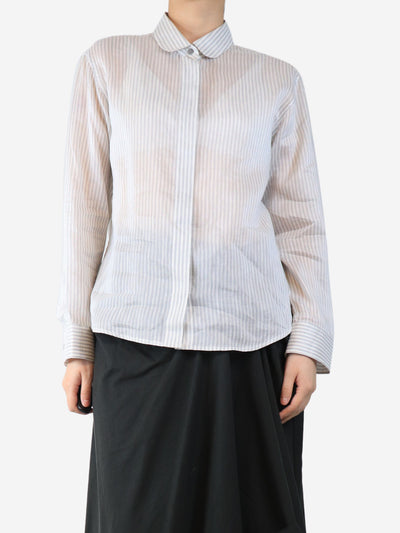 Grey and white striped shirt - size UK 12 Tops Giorgio Armani 