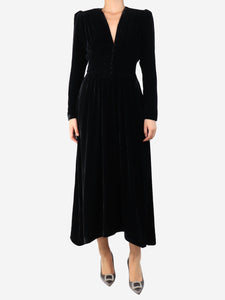 Isabel Marant Black velvet midi dress - size UK 8