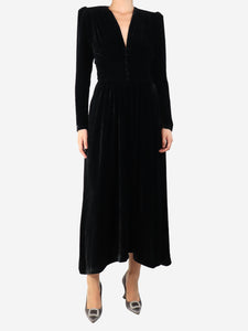 Isabel Marant Black velvet midi dress - size UK 8