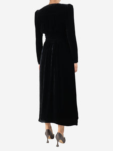 Isabel Marant Black velvet midi dress - size UK 8