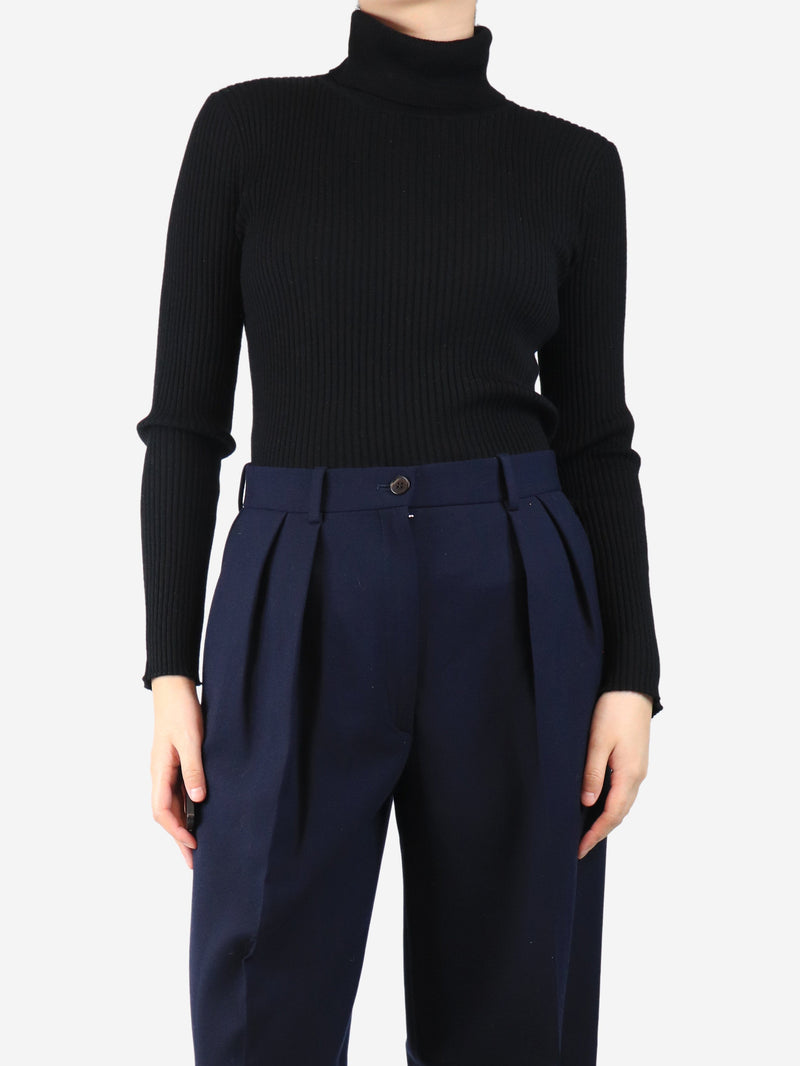 Black ribbed roll-neck top - size L Knitwear Paule Ka 