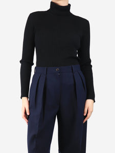Paule Ka Black ribbed roll-neck top - size M