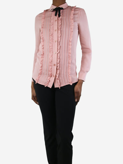 Pink silk ruffled shirt - size UK 6 Tops Gucci 