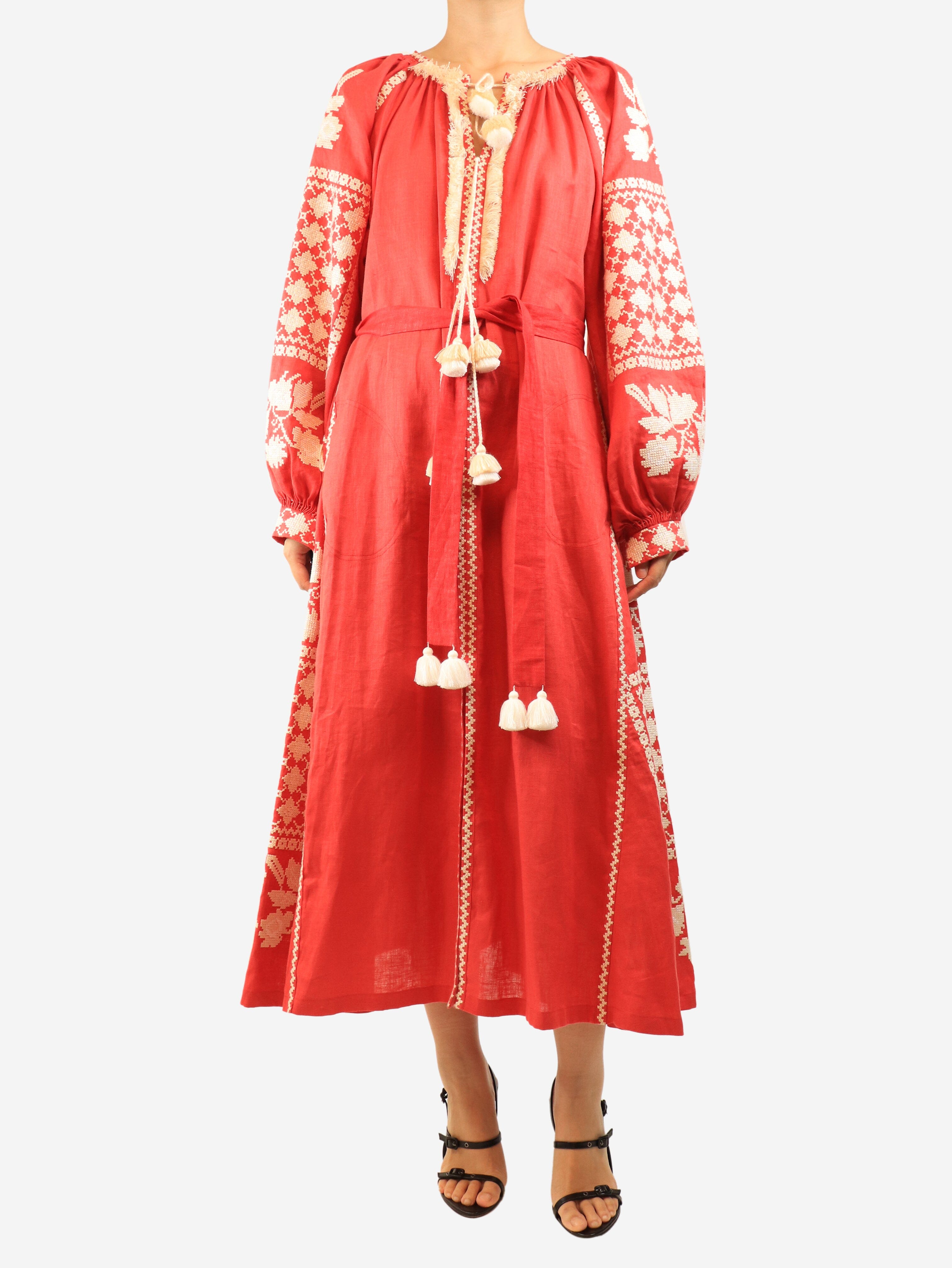 Red embroidered cotton dress - size M Dresses Foberini 