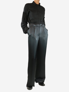 Varley Black satin wide-leg trousers - size XS