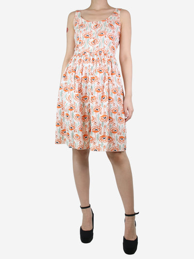 Multicoloured sleeveless floral printed dress - size UK 8 Dresses Prada 