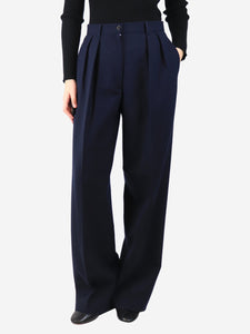 The Row Navy wide-leg trousers - size UK 8