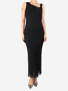 Jil Sander Black beaded midi dress - size UK 12