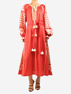 Red embroidered cotton dress - size M Dresses Foberini 