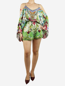 Camilla Multicolour silk floral playsuit - size M