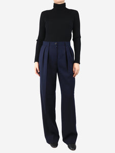 The Row Navy wide-leg trousers - size UK 8