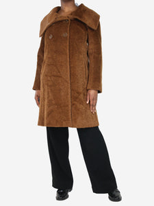 Max Mara Studio Brown double-breasted coat - size UK 12